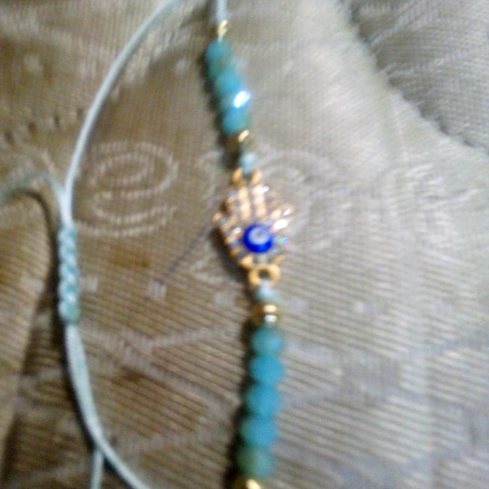 Baby Blue Hamasa Hand Bracelet